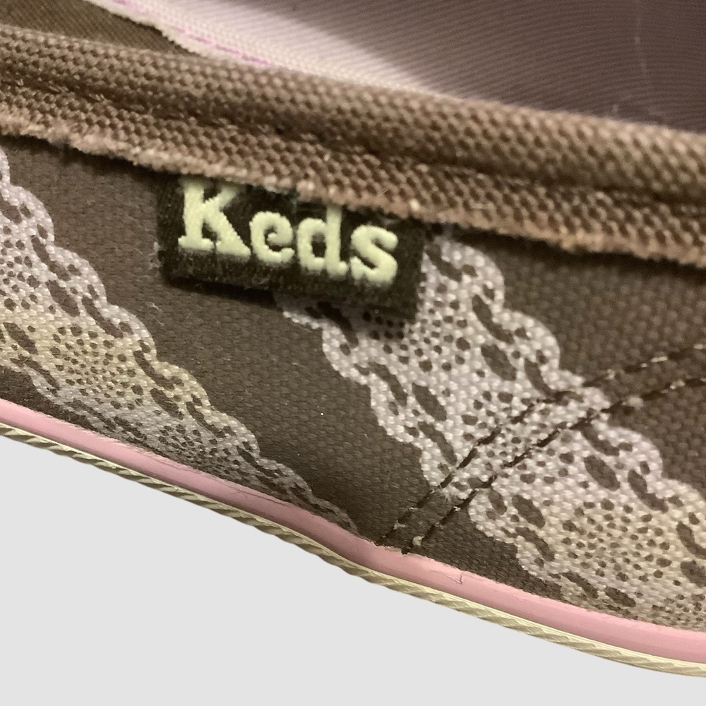 Keds Brown and Pink Flats with Striped Lace Print Design/ Size 6.5 - Picture 11 of 13